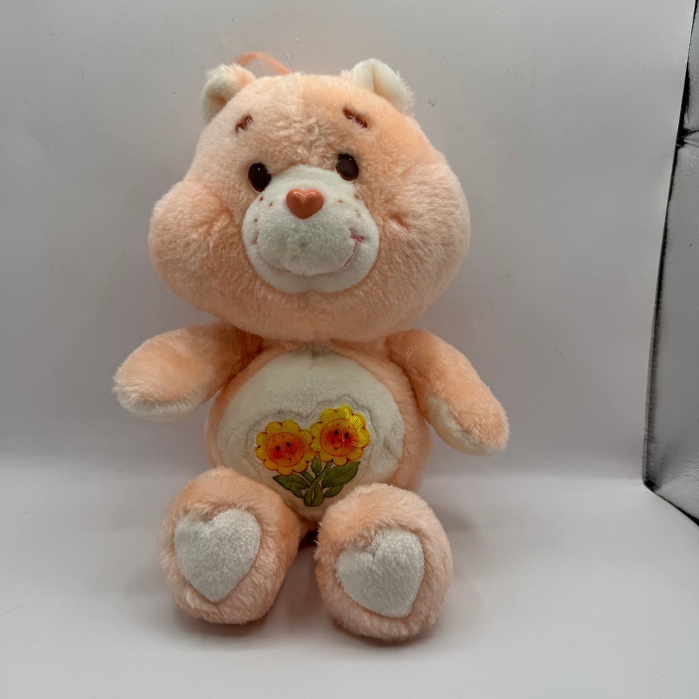 Kenner Friend Bear Plush Kids 13in Peach Vintage 1983 Sunflower Belly Badge